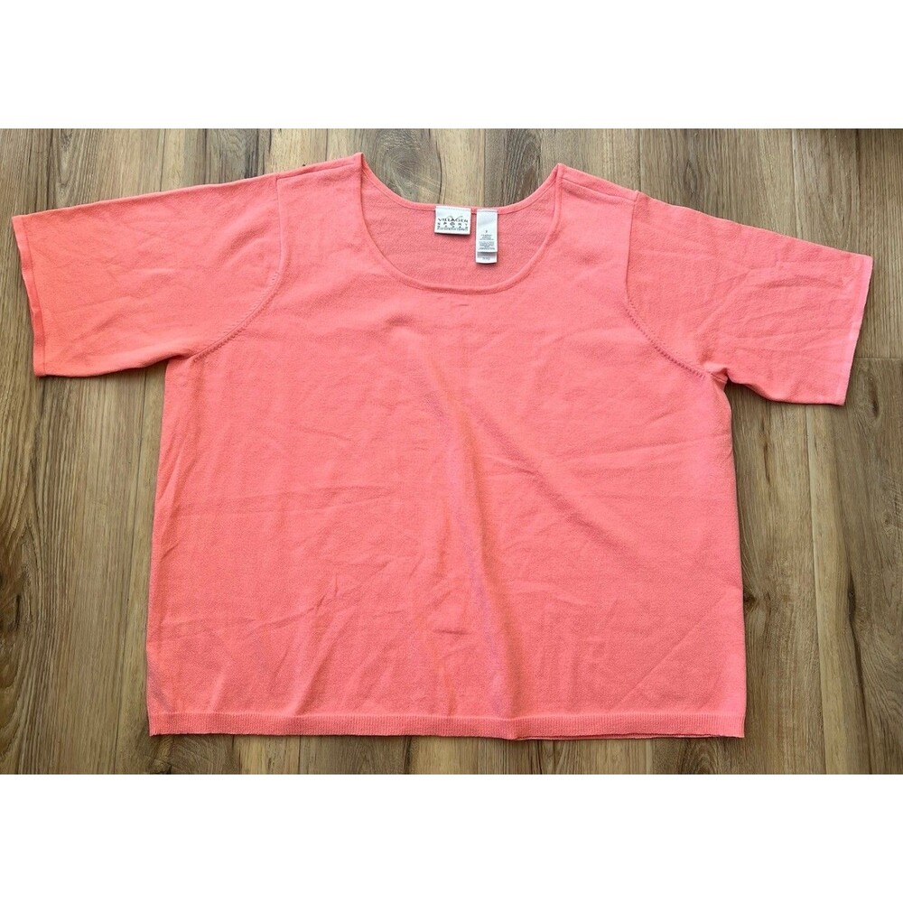 Villager Sport Women’s Cotton Pullover Sweater Coral Peach‎ Lightweight Size 2xl